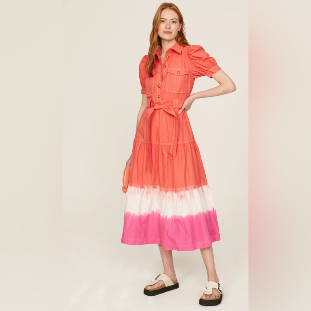 Derek Lam Pink Dip Dye Midi Dress Size US 14